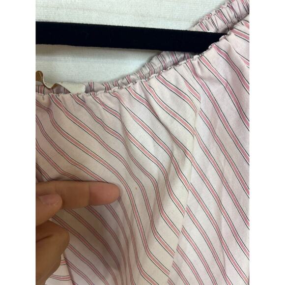 Wayf NWT Top Size Small Off the Shoulders Pink Stripes Ruffles Anthropologie - Picture 3 of 8